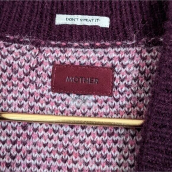 Mother The Slim Low Cardigan Sweater S Bad Boy Magnet Purple Plaid Cropped - Picture 6 of 9